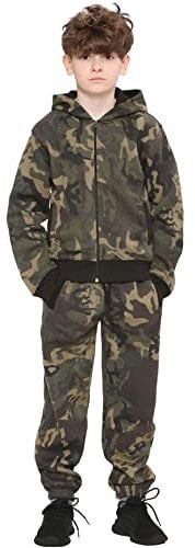 A2Z 4 Kids Mädchen Jungen Einfarbig Trainingsanzug Kapuzenpullover - T.S Plain Camo Green 11-12