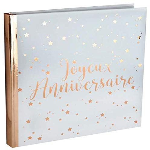 1001decotable - Livre d'or Joyeux Anniversaire Rose Gold métallisé