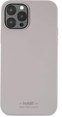 holdit Silikonhülle iPhone 12/12 Pro (6,1”) - 0,8mm Ultra dünn Handyhülle Silikon - Trendy Slim Silicone case mit Voller Schutz (erhöhte Kante für Kameraschutz) - Taupe
