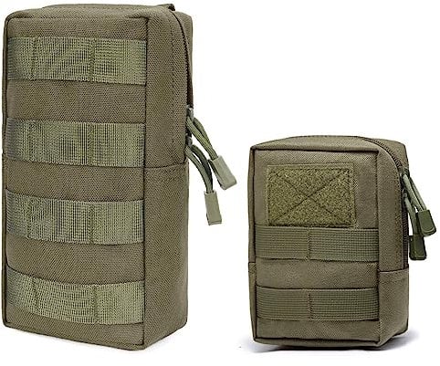 TRIWONDER Molle Pouches 2 Pcs Tactical EDC Gadgets Bag Utility Belt Pouch Molle Accessories Pouch Military Tool Bag (D# Green)