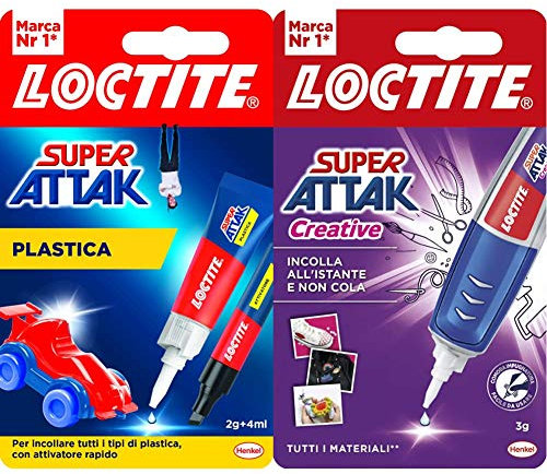 Loctite Super Attak Plastica, Colla Per Plastica Istantanea In Cianoacrilato, Tubetto Di Colla Liquida Trasparente Specifica Per Tutti I Tipi Di Plastica & Colla Gel Trasparente Resistente, 3G