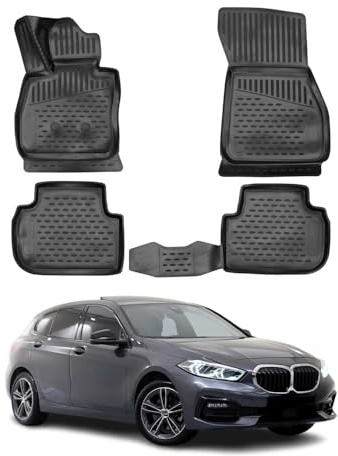 OMAC Fußmatten für BMW 1er F40 2019-2024 TPE 4X Schwarz | Gummimatten, Automatten, Allwetter, fahrzeugspezifisches Produkt, Antirutsch, 3D-Passform, wasserdicht