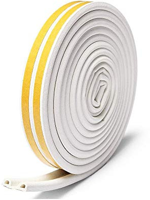 Joint Porte,Funwaretech Mousse Bande de Joint D'étanchéité de Porte Pour Fenêtre Isolation en Caoutchouc,Auto-adhésif Anticollision Insonorisation Joint de Porte,6mm(W) x1.5(T) x5M(L)-Blanc