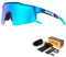 KAPVOE Polarisiert Fahrradbrille mit 4 wechselgläser TR90 Rahmen für Herren Damen Sport Radfahren MTB Sportsonnenbrille Radbrille Sportbrille Fahren Angeln Baseball Laufen 06 Blau
