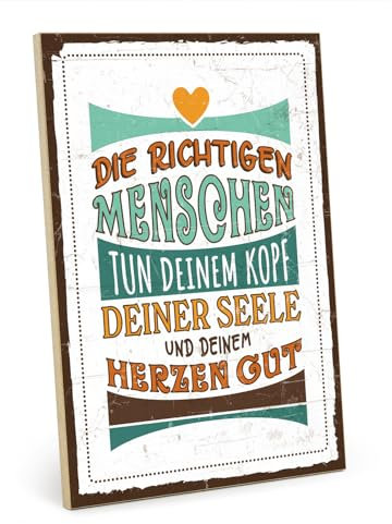 TypeStoff Holzschild mit Spruch – Freunde – im Vintage-Look mit Zitat als Geschenk und Dekoration zum Thema Freundschaft - HS-01087