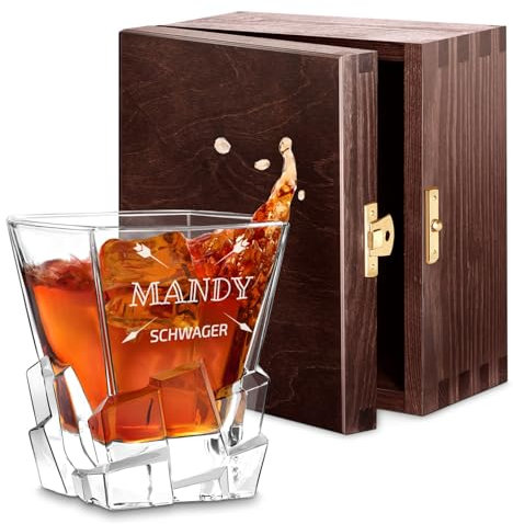 Maverton Whisky Glas mit Gravur - Whiskey glass 250 ml personalisiert mit Namen - Geburtstagsgeschenk für Männer - Whisky Geschenk - personalisierte Geschenke für Männer - Höhe: 10 cm