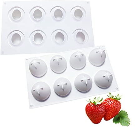 TROYSINC Molde de silicona con forma de frutas, manzana, fresa, cereza, melocotón, naranja, pera, molde de chocolate, para la fabricación de bombones de chocolate caliente, gelatina, mousse (fresa)