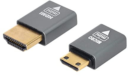 Cablecc Juego de 2 adaptadores Micro HDMI hembra a mini macho y HDMI 1.4 macho 4K a 60 Hz