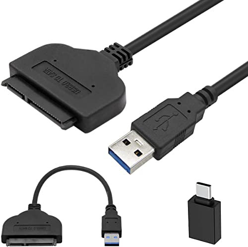Xiatiaosann Festplatten Adapter SATA auf USB Adapterkabel für 2,5-Zoll-SSD-HDD, USB 3.0-zu-SATA-III-Festplattentreiber-Konvertierungskabel, mit Typ-A-zu-USB-Typ-C-Anschluss