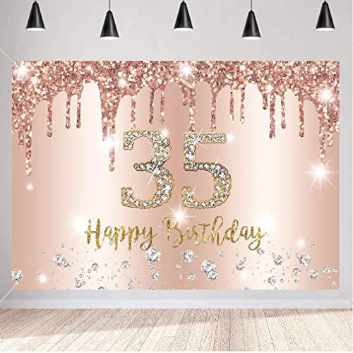 35. Geburtstag Deko Frauen, Dekoration Roségold Glitzerflecken Stoff Schild Plakat, 35. Geburtstag Hintergrund Banner Frau 35 Geburtstagsfeier Deko
