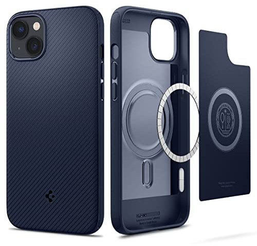 Spigen Mag Armor MagFit Case for iPhone 14 Plus, Compatible with MagSafe Accessories - Navy Blue