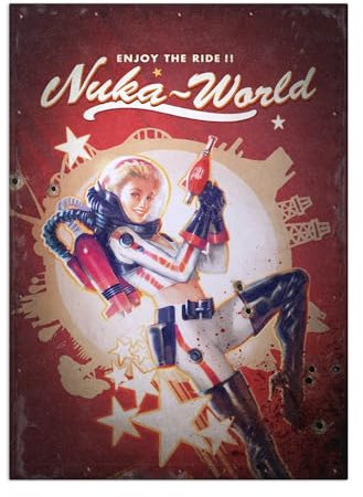 Displate Offiziell Fallout MetallPoster Magnetische Befestigung Inklusive Lizenziert Bilder Hochwertiges Poster Nuka Cola - Nuka-World Poster 45 cm x 32 cm