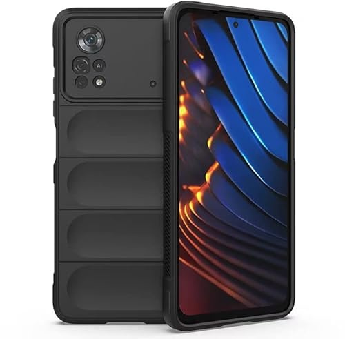 RankOne Airbag Funda de Silicona Líquida para Poco X4 Pro 5G (6.67 Inches) - Negro