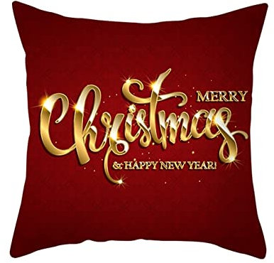 Dsnyu Sofakissenbezug Weihnachten, Blumenmuster Merry Christmas Kissenbezug Polyester, Rot Wein Gold Kissenhülle für Weihnachten Deko für Couch, Auto 40x40cm