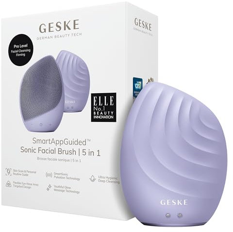 GESKE | Spazzola per il viso SmartAppGuided™ 5 in 1 | Spazzola elettrica per la pulizia del viso | Spazzola morbida in silicone | Pulizia del viso professionale | Massaggiatore facciale
