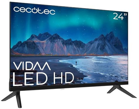Cecotec Smart TV - LED-Fernseher mit 24 Zoll, HD-Auflösung - A5 Serie ALH50024. VIDAA Smart TV, Dolby Audio System, integriertes WLAN, Kopfhörerausgang, 3 HDMI und 2 USB