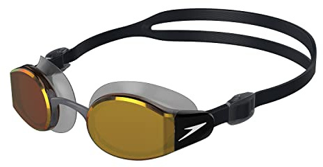 Speedo Adult Unisex Mariner Pro Mirrored Swimming Goggles, Black/Orange, One Size