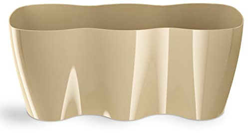 Tymar Vaso per orchidee triplo vaso per piante, in plastica, moderno, sottile, forma rotonda (beige, 35 cm x 12 cm)