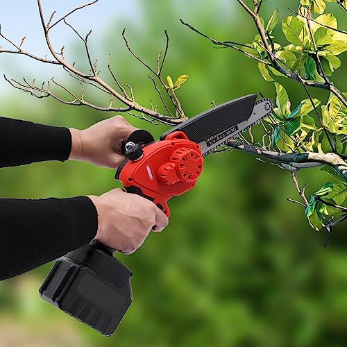 850W Mini Kettensäge mit Akku, 8 Zoll Akku Kettensäge mit Automatischer Öler Einhand Kettensäge Gartenscheren Astschere Holzschneiden für Gärten, Parks usw
