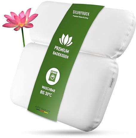 SilverRack Cojín de baño Blando [Blanco Relleno de Espuma ] - Almohada Cervical para bañera con ventosas como Accesorio de bañera - Cojín para bañera - Cojín de baño