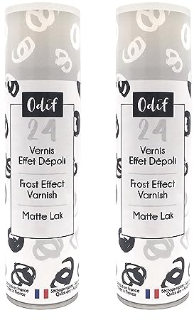 Odif - Lot de 2 Vernis Effet Dépoli 24 - Vernis pour Loisirs Créatifs, Idéal pour Pochoirs sur Verre ou Plastique, Finition Effet Givré Mat - Fabriqué en France sans Acide (Taile 2)