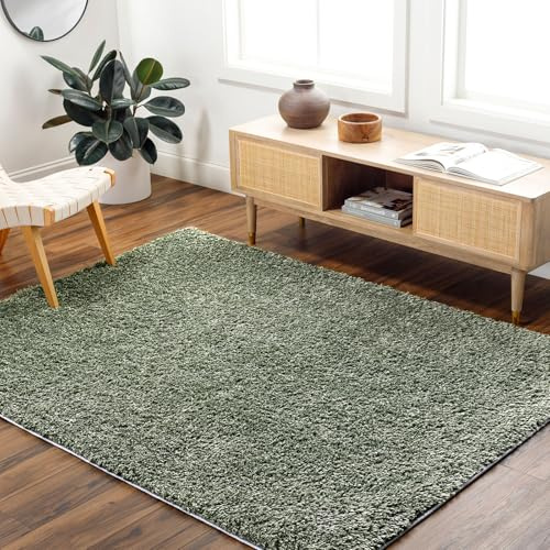 Livabliss Shaggy Berber Teppich - Flauschiger Teppich groß für Wohnzimmer, Esszimmer, Schlafzimmer, Langflor Hochflor Teppiche flauschig - 160x213 cm, Wohnzimmerteppich in Grün