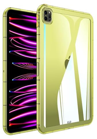 For iPad Pro 12.9-Inch (6th/5th Generation, 2022/2021) Tablet Case, Soft Clear Transparent Case For iPad Pro, Shock Absorption, Slim Fit Lightweight Bumper Case, Yellow