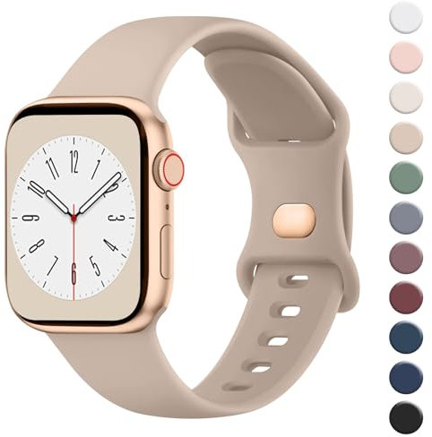 Wanme Armband für Apple Watch Armband 38mm 40mm 41mm 42mm 44mm 45mm 49mm Damen Herren, Silikon Armbänder Classic Sport Ersatz Uhrenarmband für iWatch Series Ultra 9 8 7 6 5 4 3 2 1 SE, Milchtee