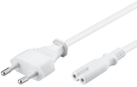 Goobay 93988 Euro Netzkabel 2 polig C7 Buchse Typ C Eurostecker Verlängerung Stromkabel Eurokabel Haushaltsgeräte Weiß Verlängerungskabel 5m (Packung mit 2)