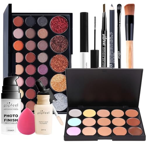 MKNZOME Kit de maquillage professionnel avec coffret cadeau de maquillage portable pour anniversaire, Noël, palette de fards à paupières, anti-cernes pour femmes et filles