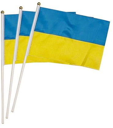 20 Piezas de Banderas de manivela de Ucrania, Ucrania Mini Bandera portátil, Bandera Ucrania, Pequeña Bandera Ucrania, Mini Bandera Ucrania, banderitas Ucrania, banderines Ucrania