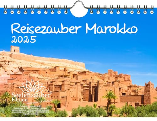 Reisezauber Marokko DIN A5 Kalender für 2025 Afrika Landschaft Reise - Inhalt: 1x Kalender 1x Weihnachtsanhänger 1x Grußanhänger (gesamt 3 Teile)