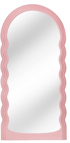 Riess Ambiente Wandspiegel Wave - 160cm - rosa - Kunststoff Rundbogen | Montiert geliefert, pflegeleichte Oberfläche, Eyecatcher, flexible Wandmontage, Wand-Accessoire, 3D-Design