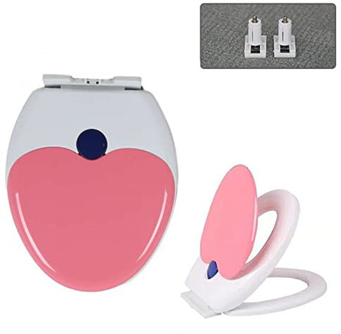 Round Toilet Seat with Slow Close Seat, Easy Clean Toilet Seats, Suitable Standard Oval Toilet with Thickened Plastic Lid, Plastic Color Toilet Seat,Pink