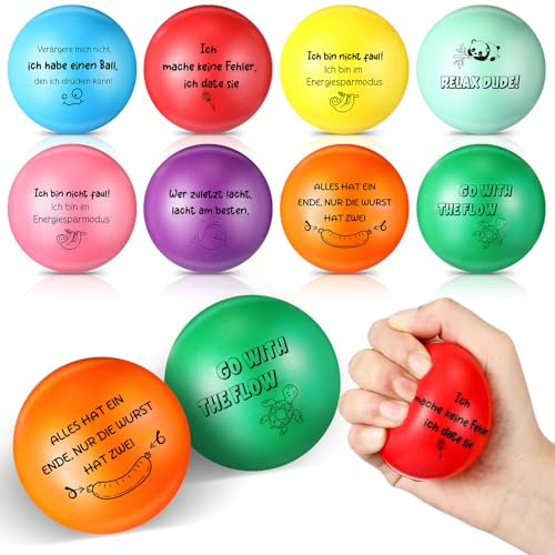 Harrycle 8 Stück Motivierende Stressbälle für Erwachsene 6 cm Antistressball Angst und Stressabbau-Bälle mit Inspirierenden Sprüchen Quetschbälle Geschenk für Kollegen Lehrer
