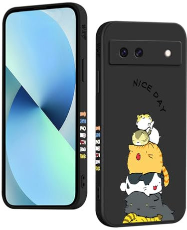YUXING Coque pour Google Pixel 8a Silicone Antichoc Antidérapant, Étui Protection à Motifs Mignon Durable Souple Mince Intégrale Protection Housse (Cat,Black)