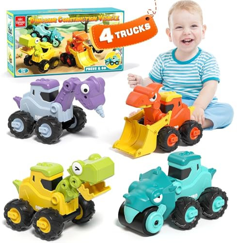 Lehoo Castle Kids Dinosaur Toys for 1 2 3 Year Old Boys, Toddler Construction Digger Toys, Excavator Tractor Toy, Birthday Gifts for 1-3
