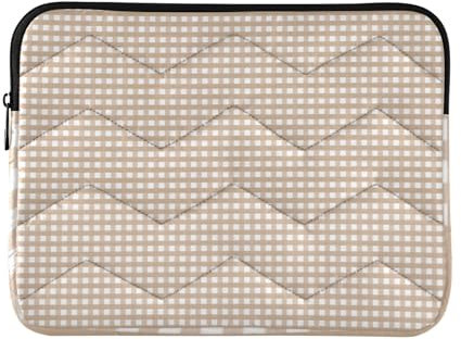 Brown Gingham Laptop Sleeve Case 13-14 Inch Lightweight Computer Case Computer Case with Zipper for Work Travel