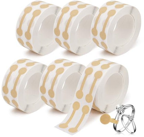 Modixun Schmuck-Preisschilder, Blanko-Schmuckanhänger für Preise, selbstklebende Ringe, Ohrringe, Halsketten, kleine Preisaufkleber für den Einzelhandel, 6 Rollen, braun, 3000 Stück