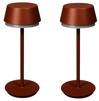 LED Tischleuchte 2er SET für Outdoor dimmbar, kabellos in Terracotta, Höhe 30cm