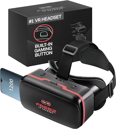 FEEBZ - 3D VR Headset for Kids 2.0 for iPhone and Android Phones with 3D VR Video and App Link, Virtual Reality Glasses Set for Beginners