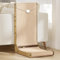 Gimars Rascador para Gatos en Forma de L, 68 cm Rascador de Cartón para Gatos de Interior, con Juguetes de Bola, Tamaño Grande, Madera