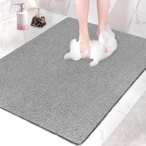 Duschmatte rutschfest 80 x100 cm - Extra Groß Sicherheits Badewannenmatte mit Ablauflöchern, Weich Komfort PVC-Luffa Massage Antirutschmatte für Dusche, Schnell trocknend
