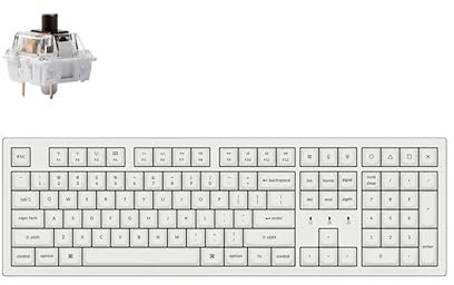 Keychron K10 Pro QMK/VIA Custom Wireless Mechanical Keyboard, Hot-swappable Full Size 108 Keys Programmable RGB Backlit Brown Switch, Bluetooth/USB-C Wired for Mac Windows Linux - White US layout