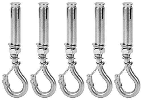 5 Stück M8 Expansion Haken mit Versicherungsschnalle, Betonwandhaken Beton Anker, 304 Edelstahl Schwerlast Betonhaken Offener Becherhaken Dehnungsbolzen für Wand Betonziegel