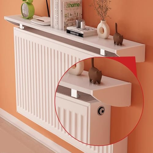 Estantes flotantes delgados mejorados para radiador, diseño antihumo, a prueba de polvo, estante de aluminio sin taladrar para sobre radiador, carga de 60 libras