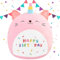 Happy Birthday Cat Plush Toy, 25CM Rosa Geburtstag Kuscheltier, Happy Birthday Plüschtier für Kinder, Plüschkissen Spielzeug, Katze Cartoon Plüschkissen Geburtstagsgeschenk für Mädchen Kinder