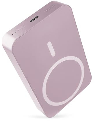 EMOS - Powerbank 10 000 mAh WI 1046 mit Magnet - magnetischer externer Akku mit Passthrough und Wireless-Charging - USB-C-Ausgang inkl. USB-Datenkabel - für iPhone, iPad, Smartphone, Tablet - rosa