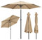 Yaheetech Sombrilla de Jardín Ø295x247cm con Manivela Mecanismo de Inclinación y 6 Varillas de Metal para Terraza Exterior Balcón Caqui