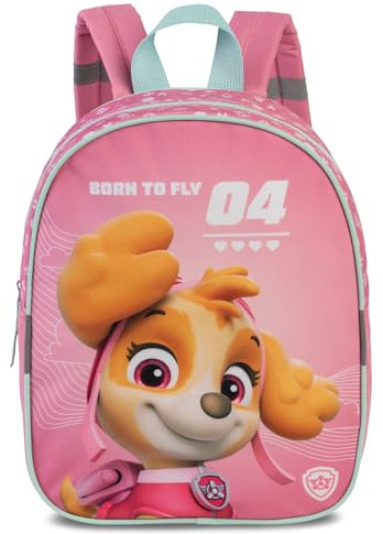 Paw Patrol - Mochila infantil con gran compartimento principal, 29 x 23 x 10 cm, color rosa, Patrulla Canina 2, 32 x 24 x 13 cm